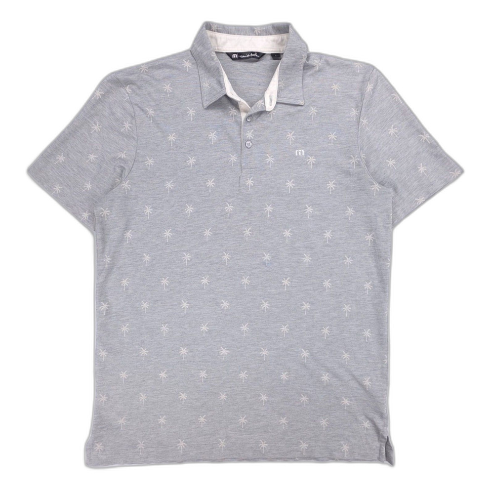 TRAVIS MATHEW In Flight Golf Polo Gray Pam Tree Hawaiian Resort Casual Shirt